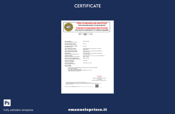 stile verificato Turchia Certificato di conformità dell'istituto standard turco 